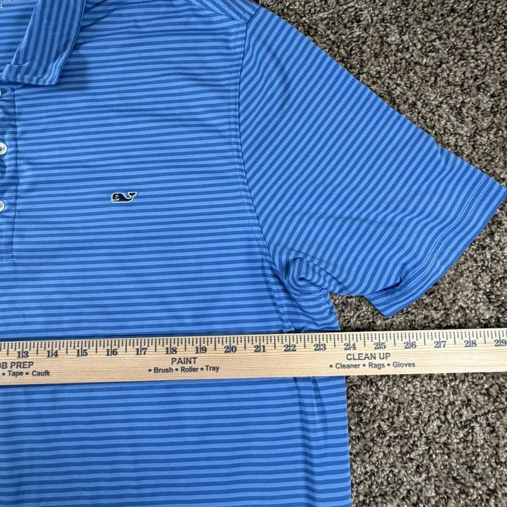 Vineyard Vines Polo Shirt Mens XL Blue Stripe Performance Golf Athleisure Shirt - Picture 6 of 8